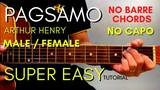 ARTHUR NERY - PAGSAMO CHORDS (EASY GUITAR TUTORIAL) MALE / FEMALE VERSIONS