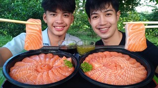 กินแซลมอนซาชิมิ แซลมอนเค้ก จิ้มซีฟู้ดกับวาซาบิ สุดนุ่มสุดหวานสุดฟิน.