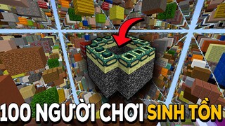 100 Players Sinh Tồn Trên Block Khổng Lồ Trong MInecraft