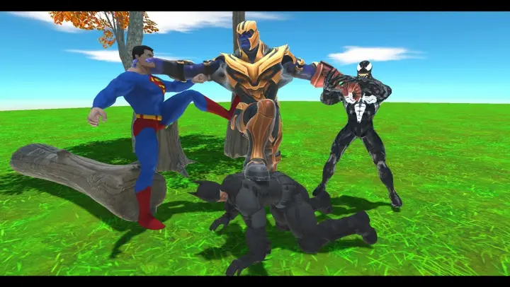 THANOS vs SUPERMAN,BATMAN,VENOM Decisive Battle - Animal Revolt Battle Simulator