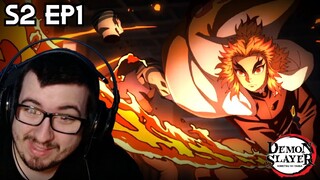 DEMON SLAYER SEASON 2 EPISODE 1 REACTION! "FLAME HASHIRA KYOJURO RENGOKU"