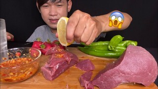 MUKBANG ASMR EATING Raw beef | សាច់គោឆៅ