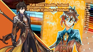 Vell's Speed Draw: Genshin Impact Archons, Zhongli / Morax #2 (Coloring + Finished)