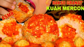 ASMR BAKSO GRANAT KUAH MERCON SUPER PEDAS || PEDAS BANGET 😭😭😭|| MAKAN PARE MENTAH || ASMR INDONESIA