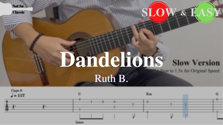 Dandelions - Ruth B. | Fingerstyle Guitar TAB (+ Slow & Easy)