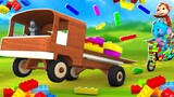 Monkey and Elephant Chase Lego Transport Truck with Lego Bike | Funny Animals New Comedy 3D Videos