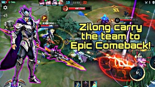 Zilong carry the team to Epic Comeback 💥Zilong best build 💥Zilong top Philippines 💥Zilong top glo