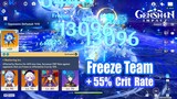 Genshin Impact - Ganyu Qiqi Mona Xingqiu - Freeze Team Gameplay - 55% Crit Rate Bonus
