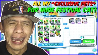 TRADING ALL MY *EXCLUSIVE PETS* for HUGE FESTIVAL CAT in ROBLOX PET SIMULATOR X