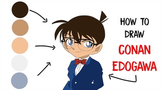 How to draw DETECTIVE CONAN step-by-step EASY in 3 minutes