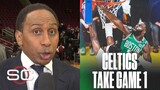 ESPN [BREAKING] Jayson Tatum K.O Stephen Curry as Celtics def. Warriors 120-108 lead NBA Finals 1-0