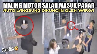 MALING APES 🤣 !! Maling Motor Terjebak Didalam Pagar Dan Tertangkap Warga !! Rekaman CCTV 2023