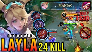 24 Kills + MANIAC!! Best Layla One Shot LifeSteal Build (MUST TRY) - Build Top 1 Global Layla ~ MLBB