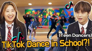 Korean Teen Dancers React To "TikTok dance battles in School"