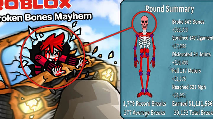 Roblox Broken Bones Mayhem เกมหักกระดูกแล้วได้เงินภาคใหม่ !!!