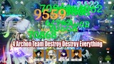 Nahida Raiden Venti Zhongli 4 Archon Team Destroy Everything - Satisfying Combo Showcase