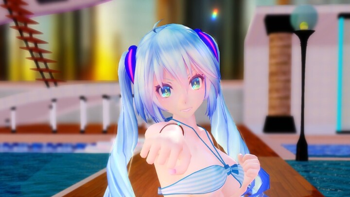 【Swimsuit Hatsune MMD】 Deep Blue Town