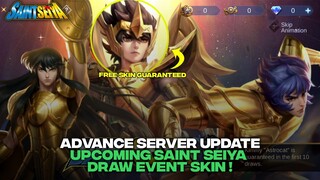 UPCOMING MLBB X SAINT SEIYA DRAW SKIN EVENT ADVANCE SERVER (Free Skin in 10x Draw) - MOBILE LEGENDS