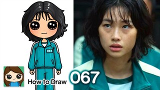 How to Draw Squid Game ⏹🔼⏺Player 067 Sae-Byeok