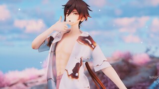 ❤♥【原神/钟离MMD】❤QUEENCARD❤夏日特调❤【4K/布料/C4D】♥❤