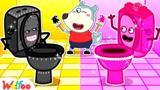 Pink vs Black Toilet - Toilet Training & Clean Up with Wolfoo | Wolfoo Official Channel