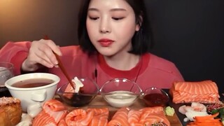 ăn Cá hồi sống món ăn nhật bản |ăn mukbang|