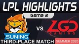 SN vs LGD (Game 2) | Highlight LPL Playoff Mùa Hè 2020 | 3rd 4th PLACE MATCH | Highlight LPL Summer