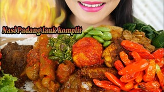 ASMR NASI PADANG LAUK GULAI KIKIL, GULAI AYAM, RENDANG, TELUR BALADO, PETE | ASMR MUKBANG INDONESIA