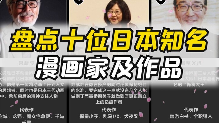 A list of ten famous Japanese cartoonists and their works