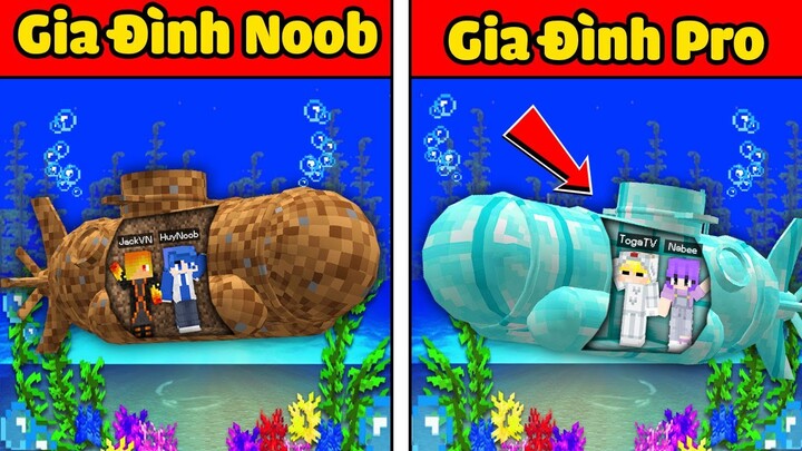 Tô Gà Thử Thách 24H Xây Tàu Ngầm Gia Đình Noob Vs Gia Đình Pro Trong Minecraft!