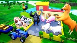 Farm Diorama for Farm Animals in Yellow Theme | Funny Animals Cartoons 3D | Gorilla, Cows, Sheep