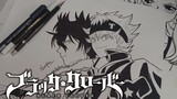 Asta & Yuno - Black Clover || Black and White Art (SPEED DRAWING)