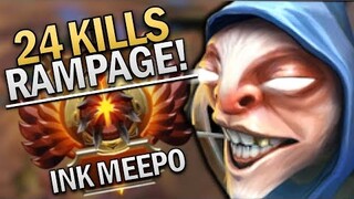 Ink Meepo with 24 Kills & Rampage Dota 2 7.22