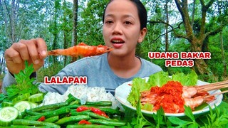 MUKBANG LALAPAN MENTAH SAYUR KACANG UDANG BAKAR MANDI CABE#mukbang#asmr#lalapanmentah