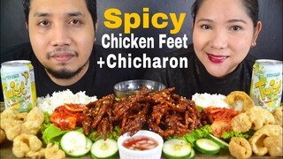 Filipino Food: Spicy Chicken Feet + Chicharon / Mukbang PH / Bioco Food Trip