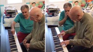 The power of music! 101-year-old Alzheimer's musician's brain forgets everything except music