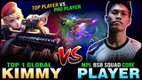 Top 1 Global Kimmy vs. PRO PLAYER (BSB Shaider) | Battle in Rank ~ Mobile Legends