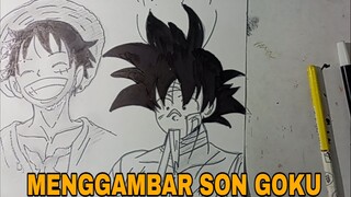 menggambar son goku dari anime dragon ball