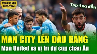 BXH NHA 2024 mới nhất vòng 33, ngày 14/4: Man City lên đầu bảng, MU rời xa vị trí dự cúp châu Âu