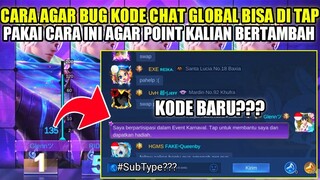 NEW TRICKK!!! CARA AGAR KODE CHAT GLOBAL EVENT PROMO DIAMOND MLBB BISA DI TAP! POINT DIJAMIN NAMBAH