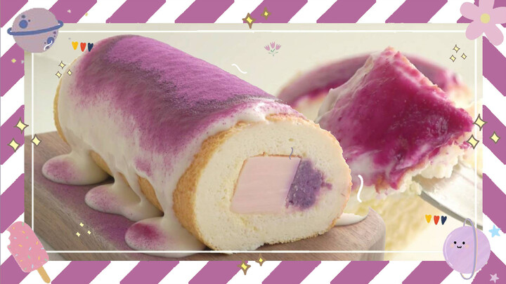 [Food]How to Make White Cake Roll with Mashed Purple Sweet Potato