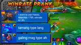 WINRATE TYPE PRANK 😆 PART 2 TYPE DAW YUNG WINRATE KO 😂 LT ! ( WATCH THIS )