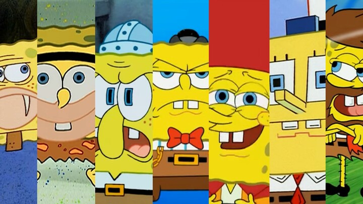 Seven generations of spongebob appear in the same frame, taking you to learn about the chronicle of 