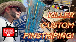 Killer Custom Pinstripe Wall Art for Puddin's Fab Shop!