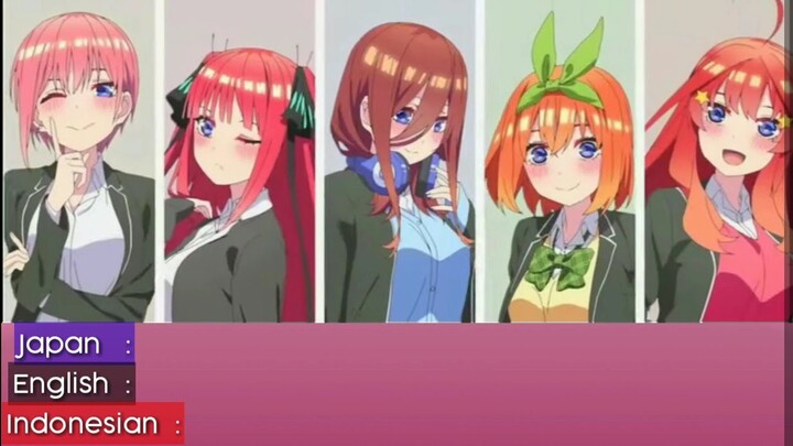 Gotoubun no Hanayome Season 2 Opening Full Version【Gotoubun no Katachi】 (Color Coded) + Lyrics