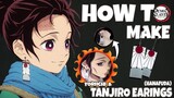 How to Make Demon Slayer Kamado Tanjiro Earings "Hanafuda" from Paper, Kimetsu no Yaiba