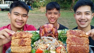 ตำถาดกุ้งสด หมูกรอบสนั่นจอ ไก่ย่างตัวใหญ่ๆหอมๆ