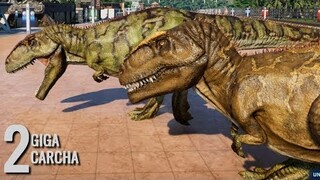 Jurassic World Evolution - 2 Giganotosaurus & 2 Carcharodontosaurus Breakout & Fight! (1080p 60FPS)