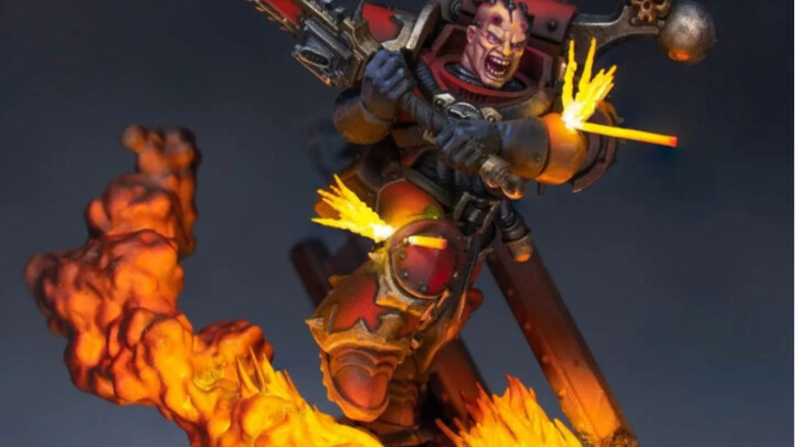 【elminiaturista】Warhammer 40K Khorne Berserker Chaos Space Marines will rush out of the flaming plat