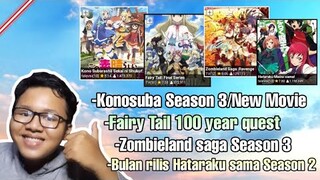 Bahas konosuba s3,fairy tail 100 quest,zombieland saga s3,hataraku maou sama s2 ||Request subscriber